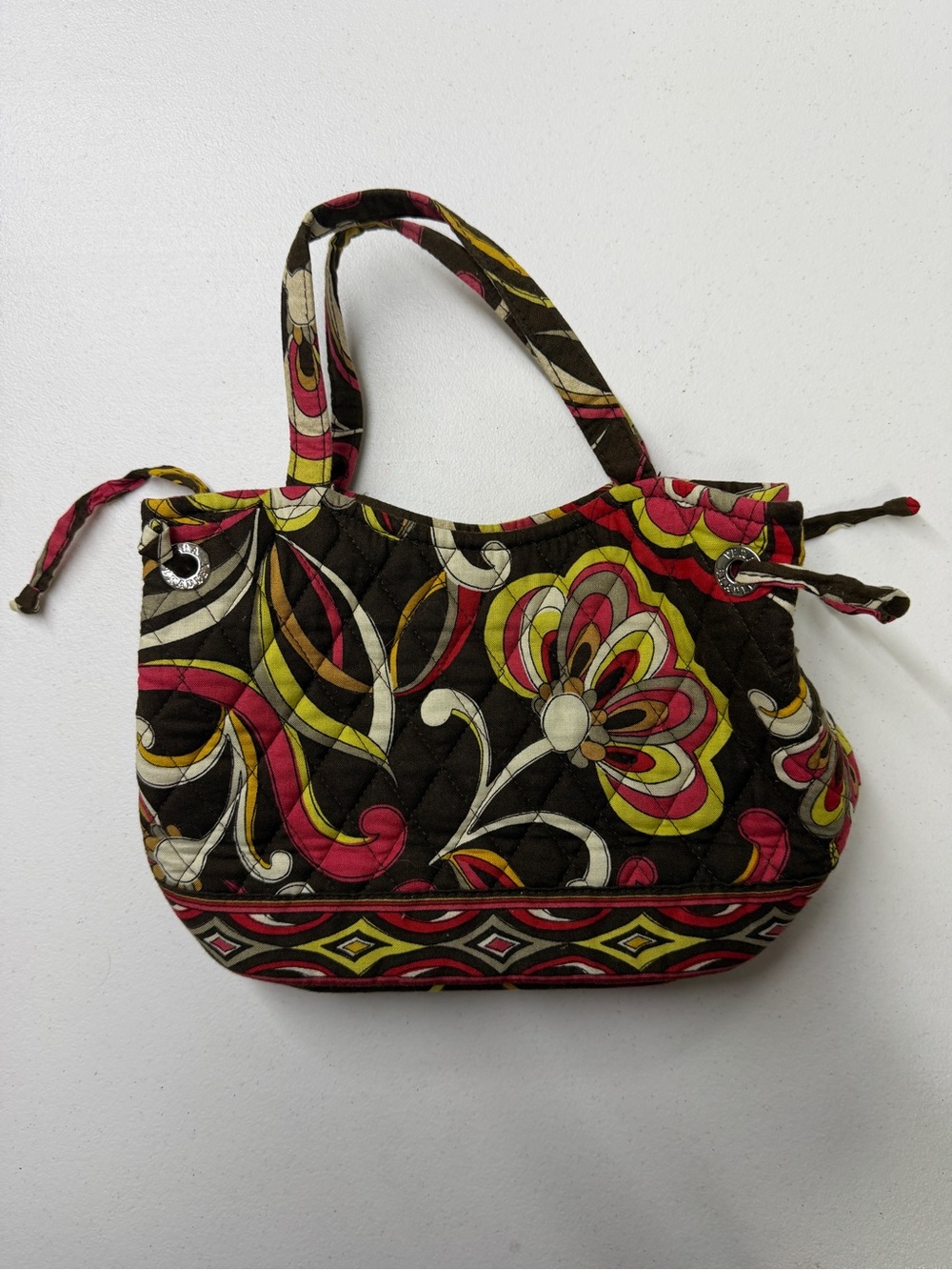 Vera Bradley Emma Puccini Drawstring Cinch Handbag Retired 2008 Y2K Quilted